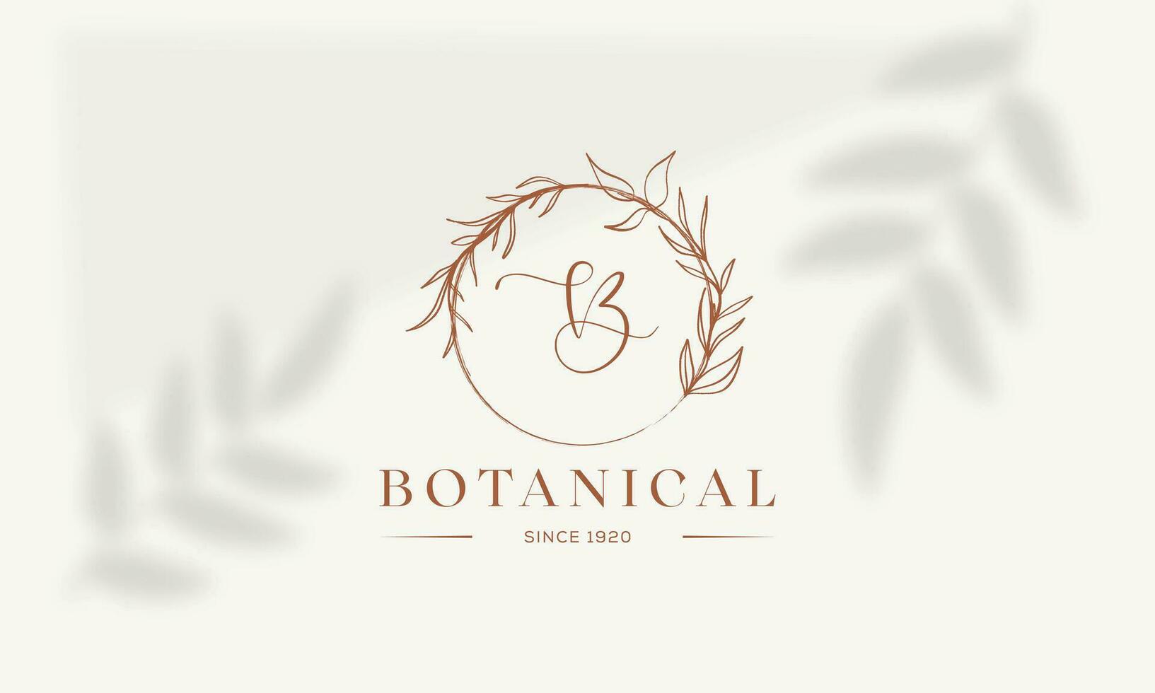 Botanical Floral element Vector Trendy Hand Drawn Logo with Wild Flower and Leaves
