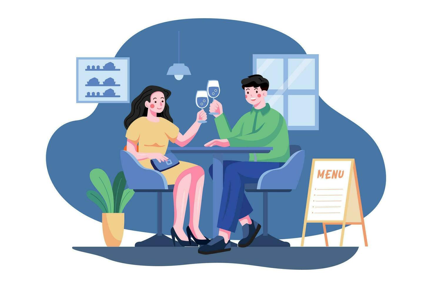 Romantic couple enjoying the celebrating anniversary vector