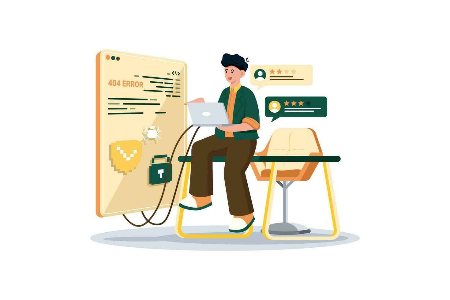 IT support team uses feedback to optimize troubleshooting processes. vector