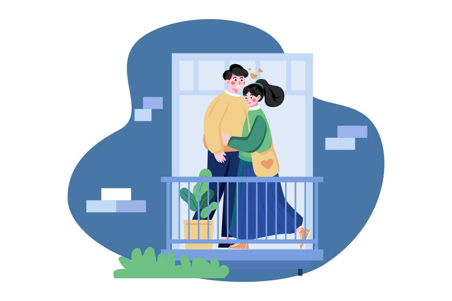 Romantic couple on the balcony vector
