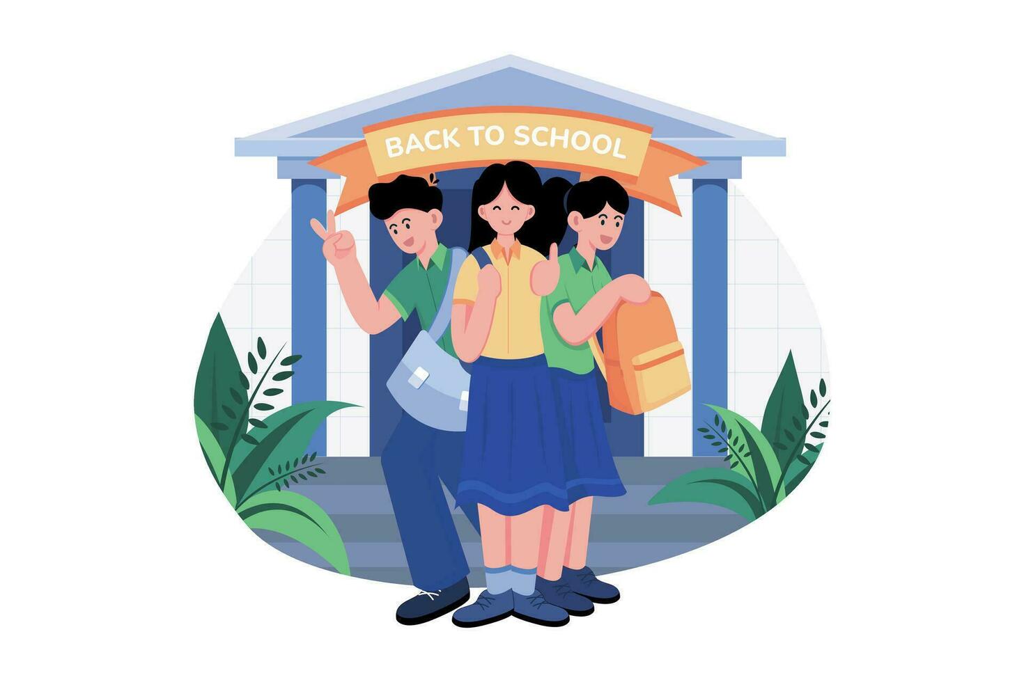 Children With Backpacks Are Ready To Go Back To School vector