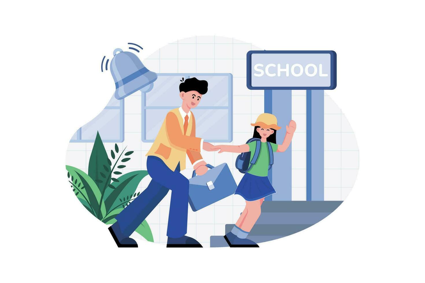 Father Dropping Off Daughter At School vector