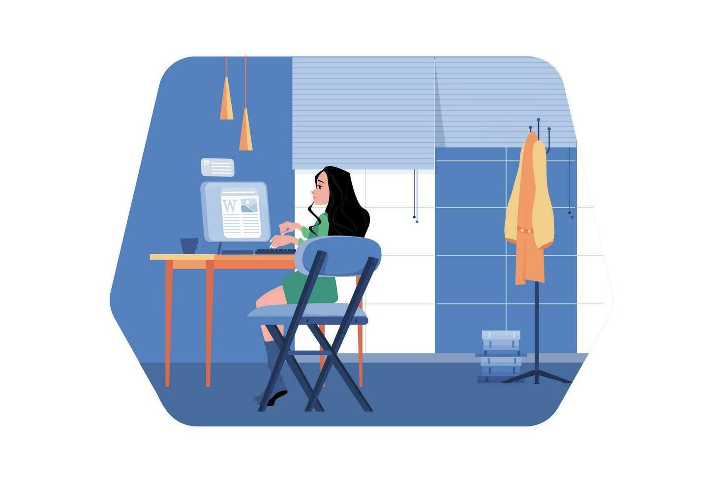 Female Author Is Blogging On A Personal Computer vector