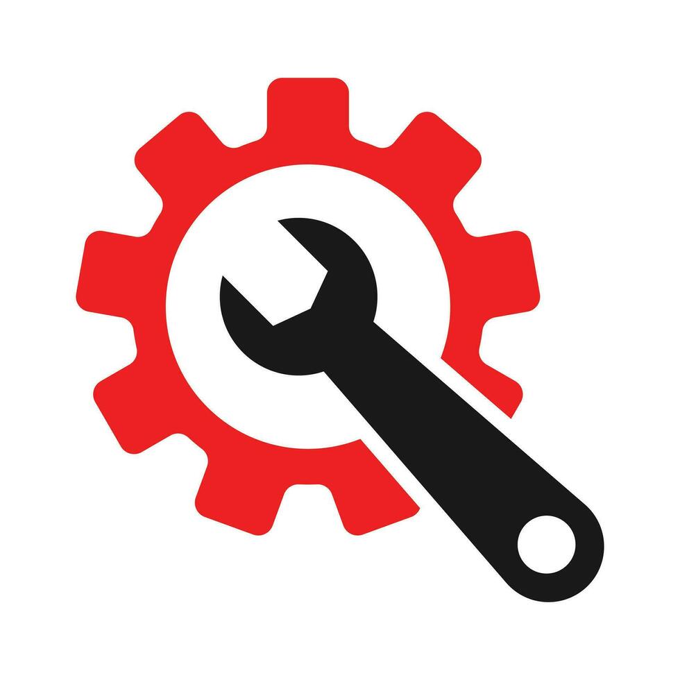 Wrench And Gear Cogwheel Tool Icon Vector In Flat Style, Maintenance And Repair Icons, Screwdriver Vector, System Setup Tools, Configuration Sign, Technical And Mechanical Design Elements