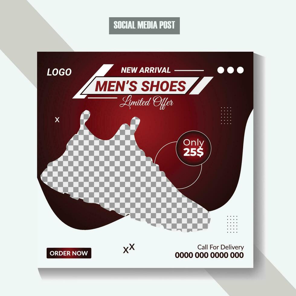 New arrival men shoes social media post design vector