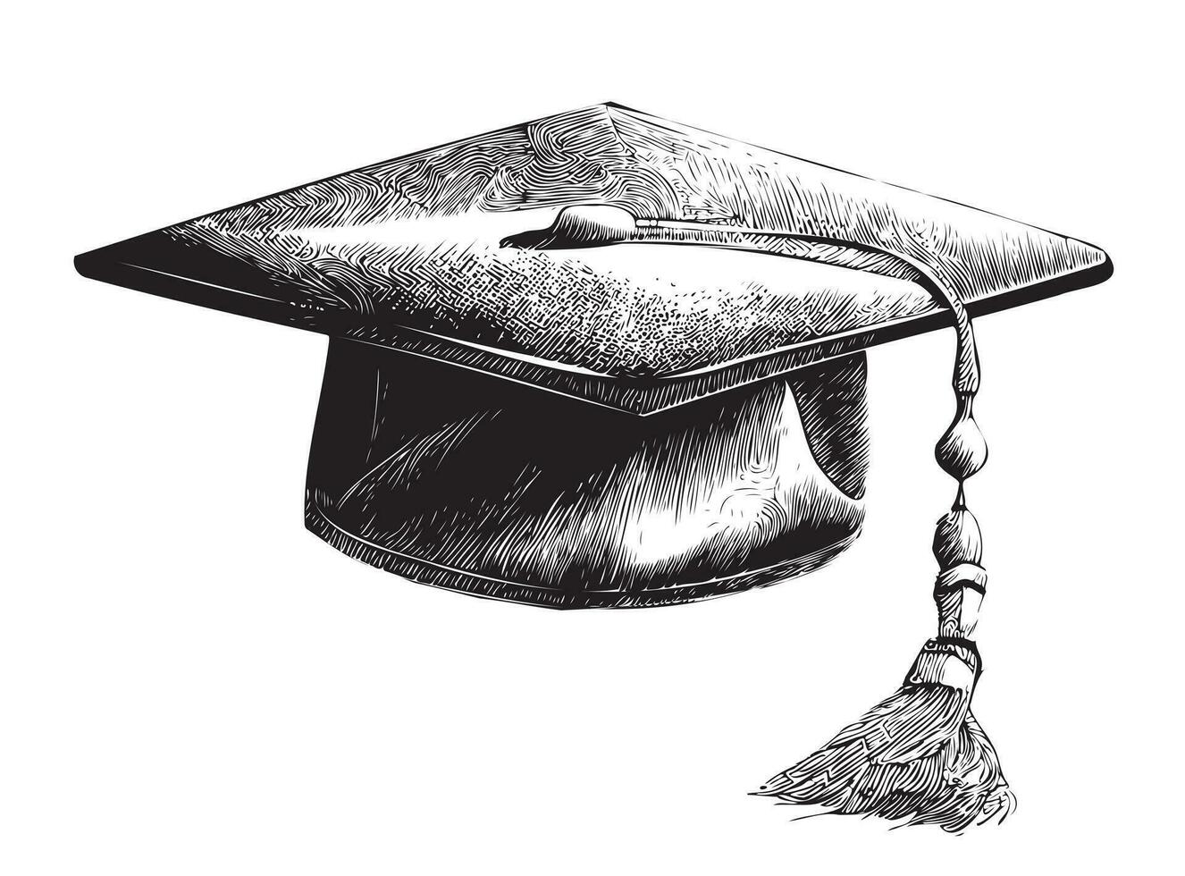 Graduation cap student hand drawn sketch Vector illustration