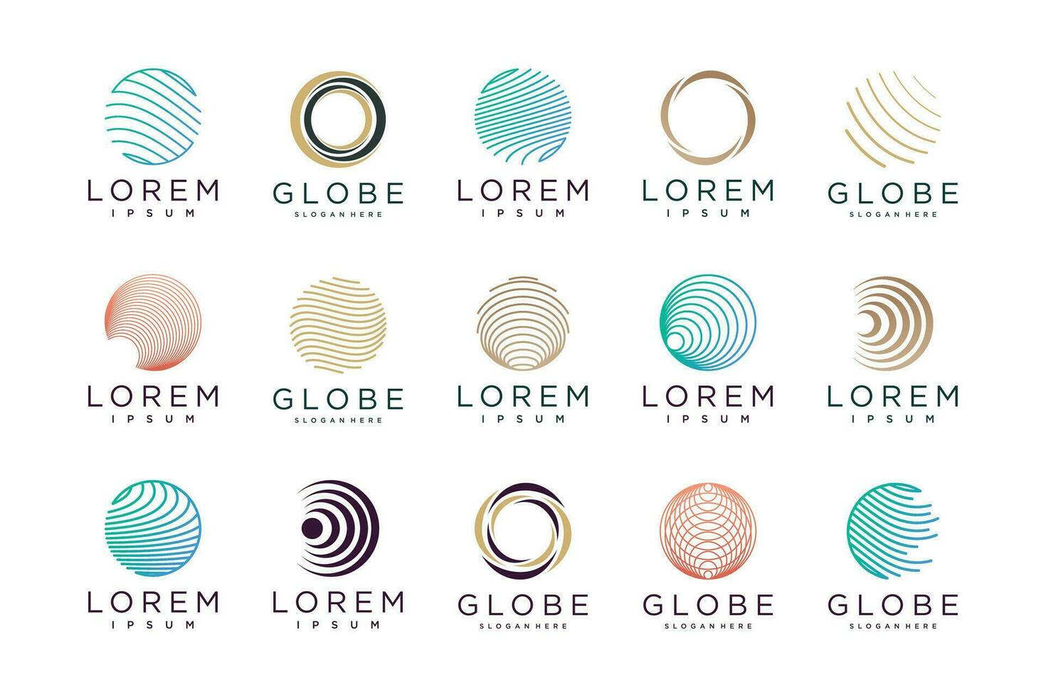 Set of bundle globe logo design element with creative modern concept vector