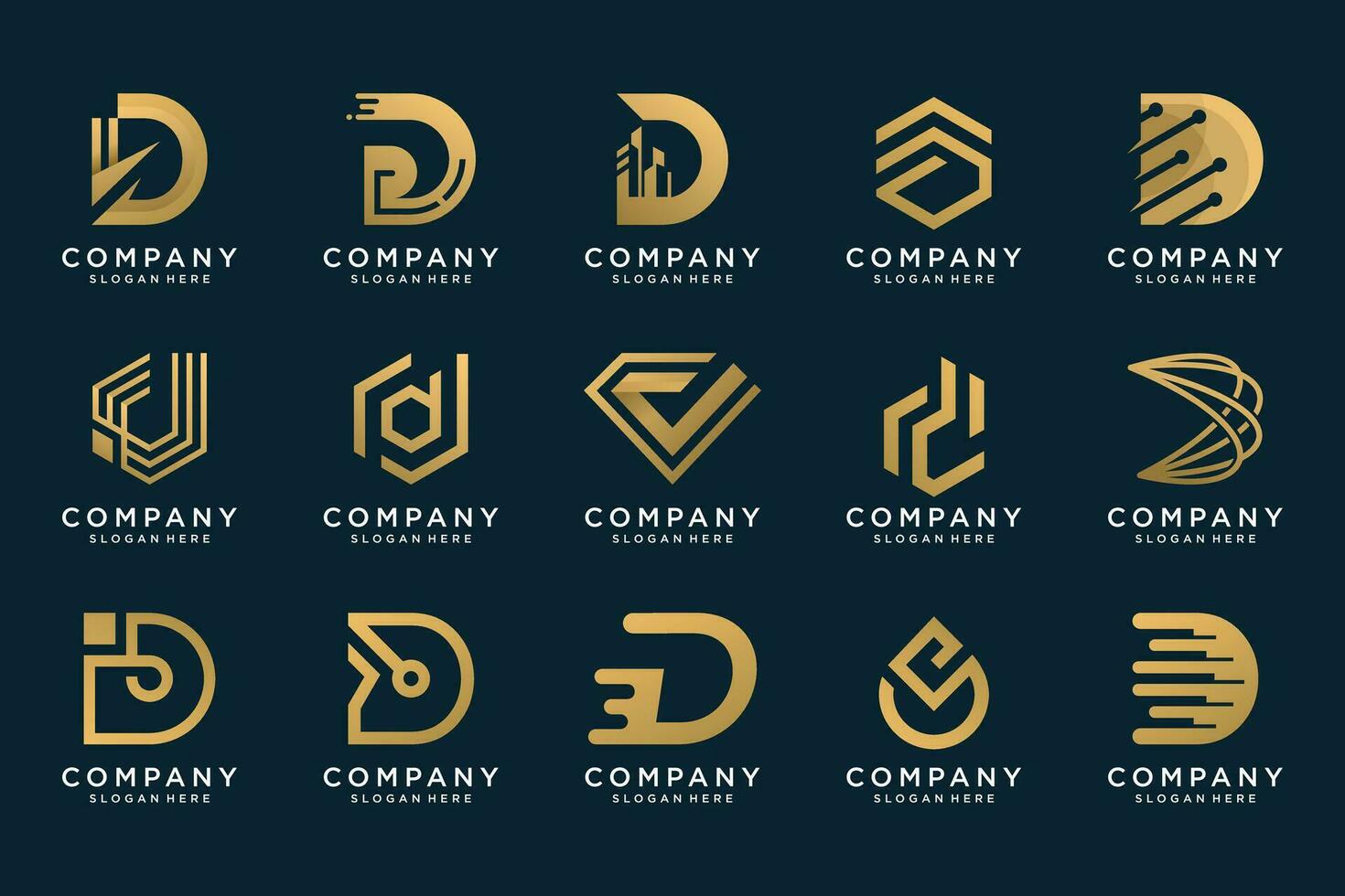 Set of bundle letter D logo design element with creative modern concept vector