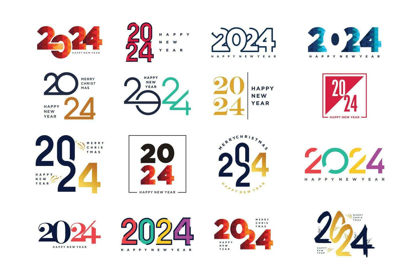 Set of bundle 2024 logo design element with creative modern concept vector