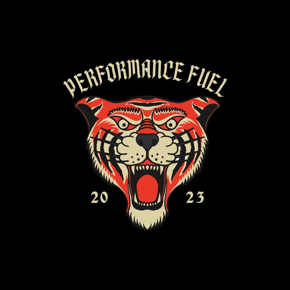 T-SHIRT DESIGN WITH A FIERCE TIGER ILLUSTRATION vector