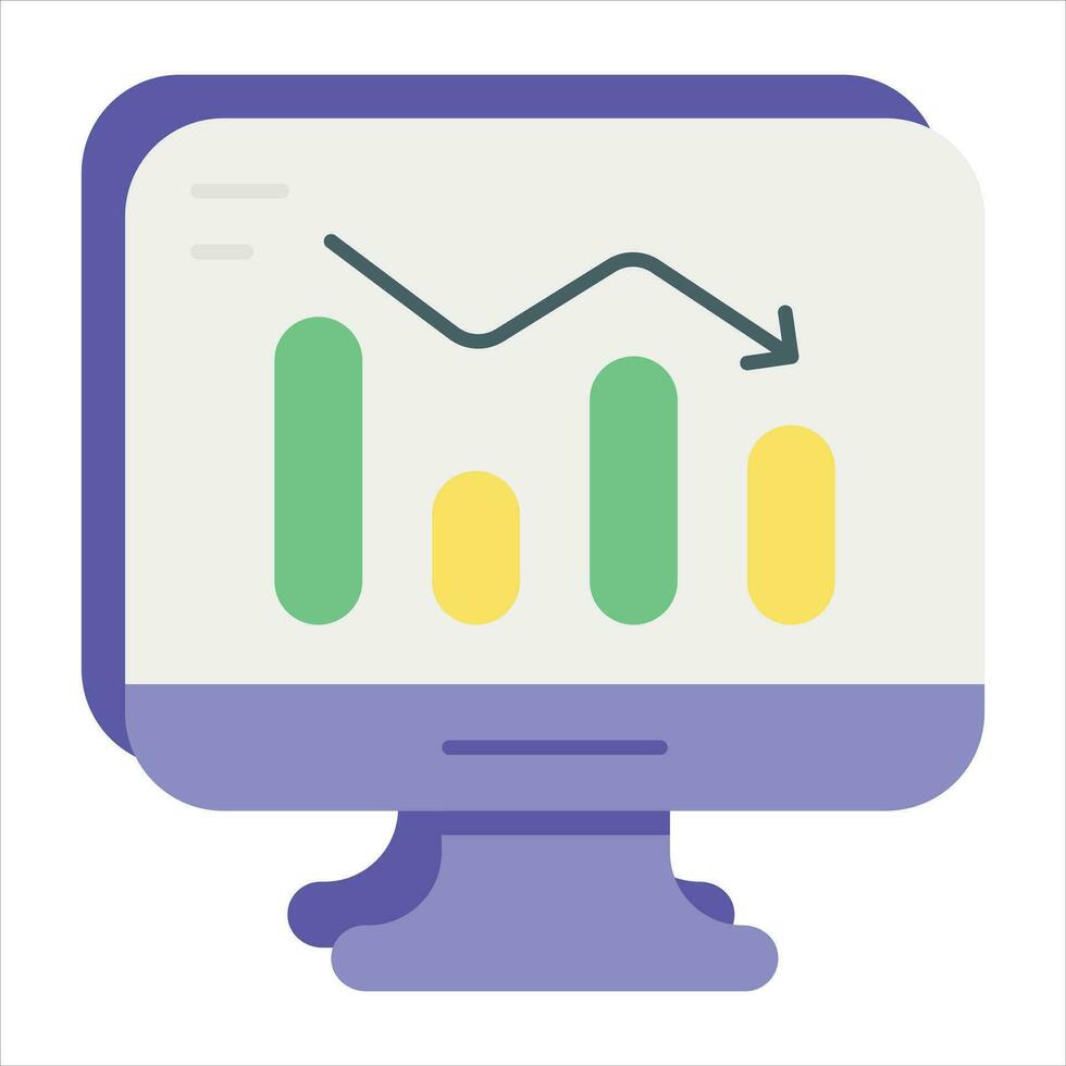 graph decrease flat icon design style vector