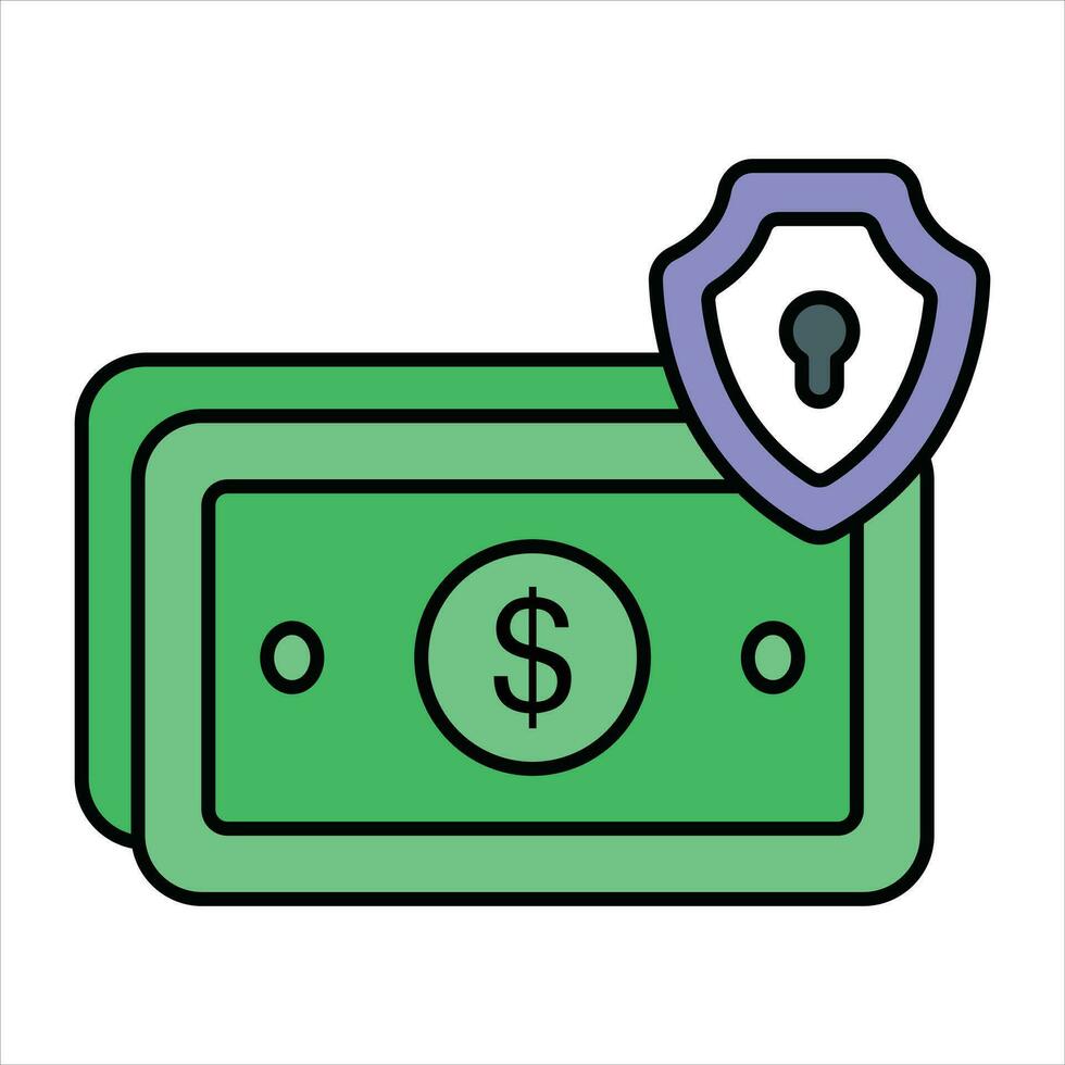 Finanzas seguridad color contorno icono diseño estilo vector