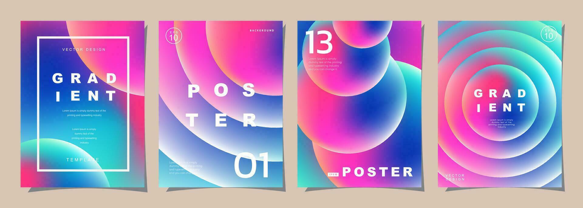 Set of creative covers or posters concept in modern style for corporate identity, branding, social media advertising, promo. Cover design template with dynamic gradients. vector