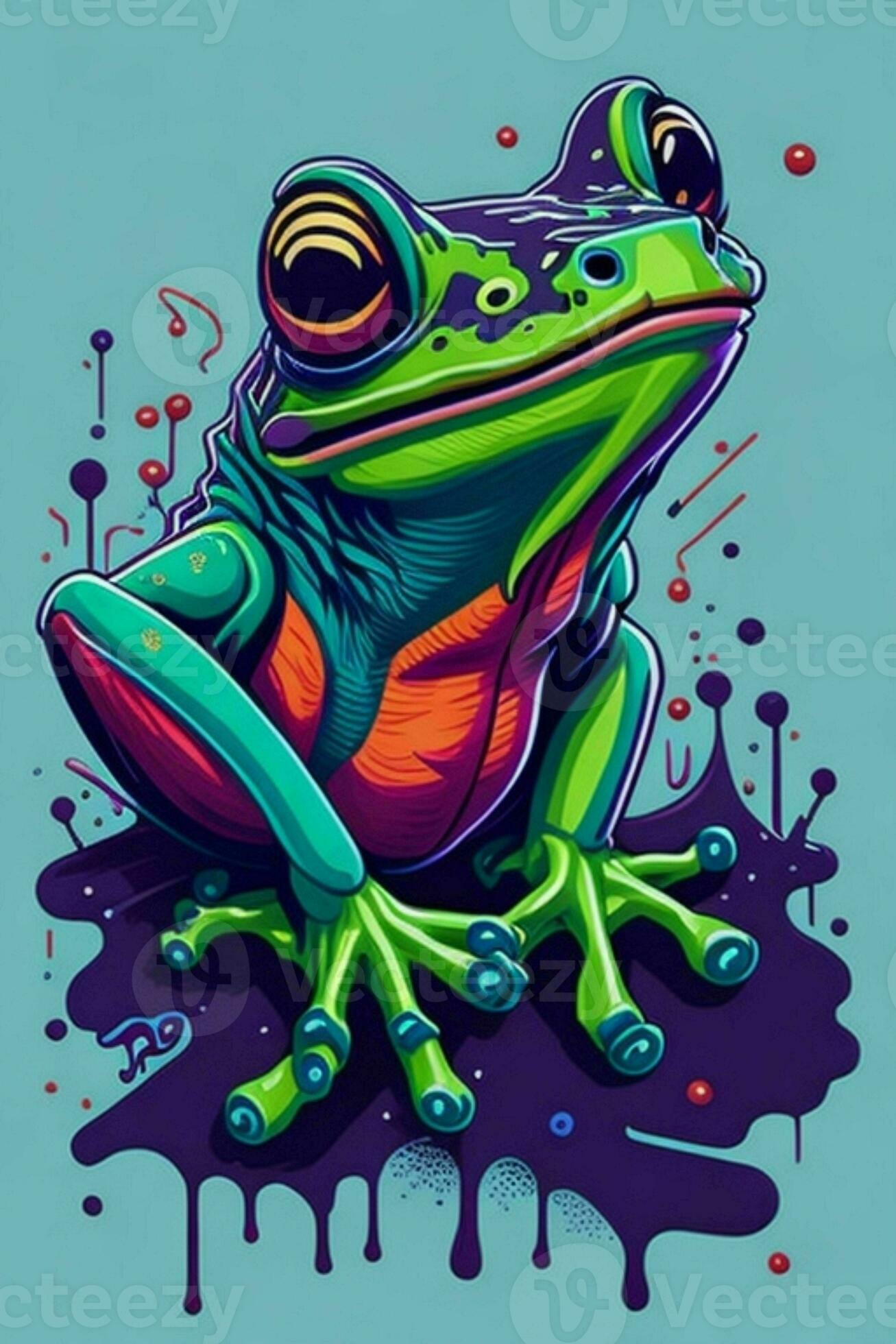 A detailed illustration of a Frog for a t-shirt design, wallpaper and