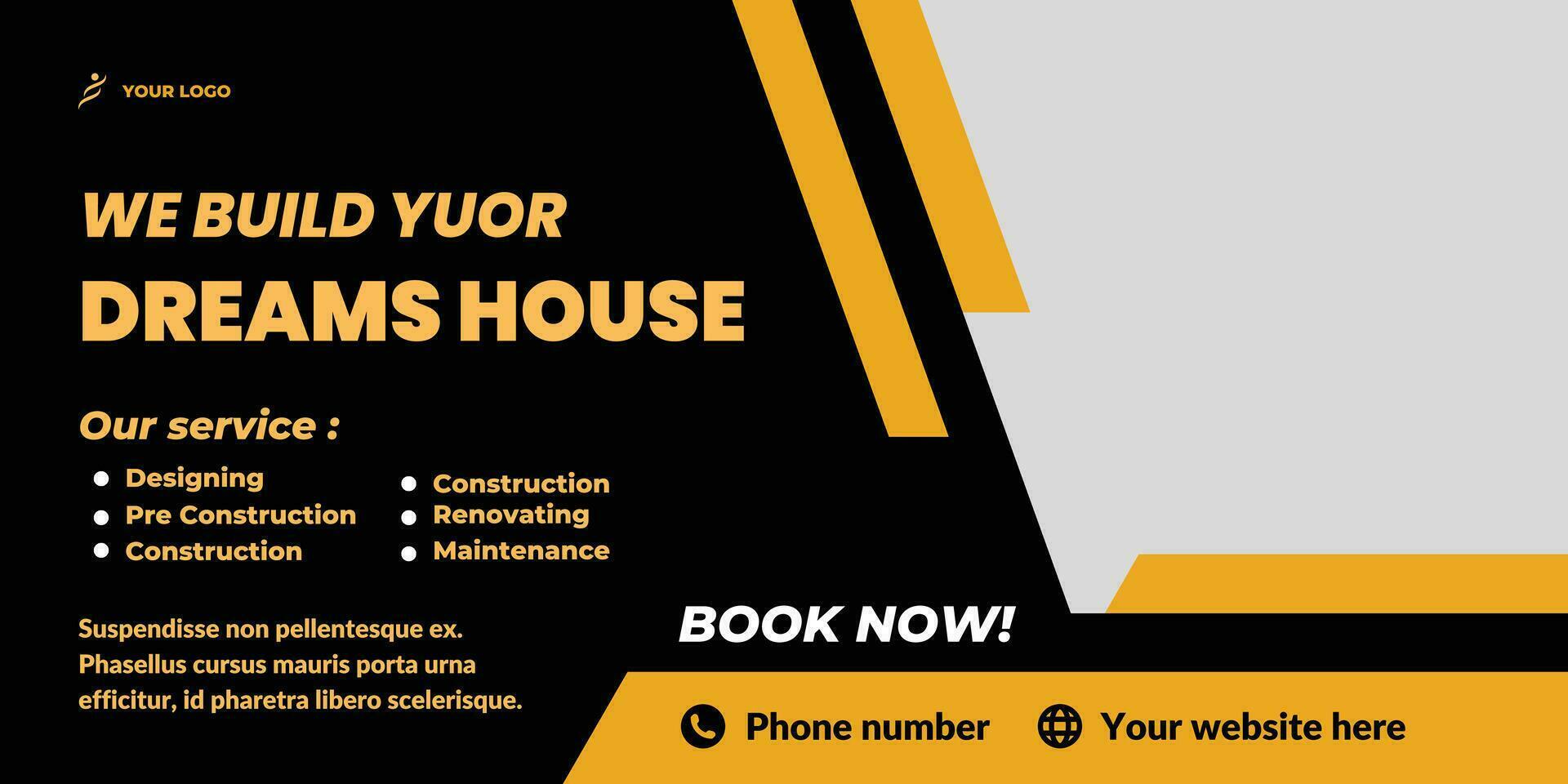 Dreams house A black and yellow business card banner vector