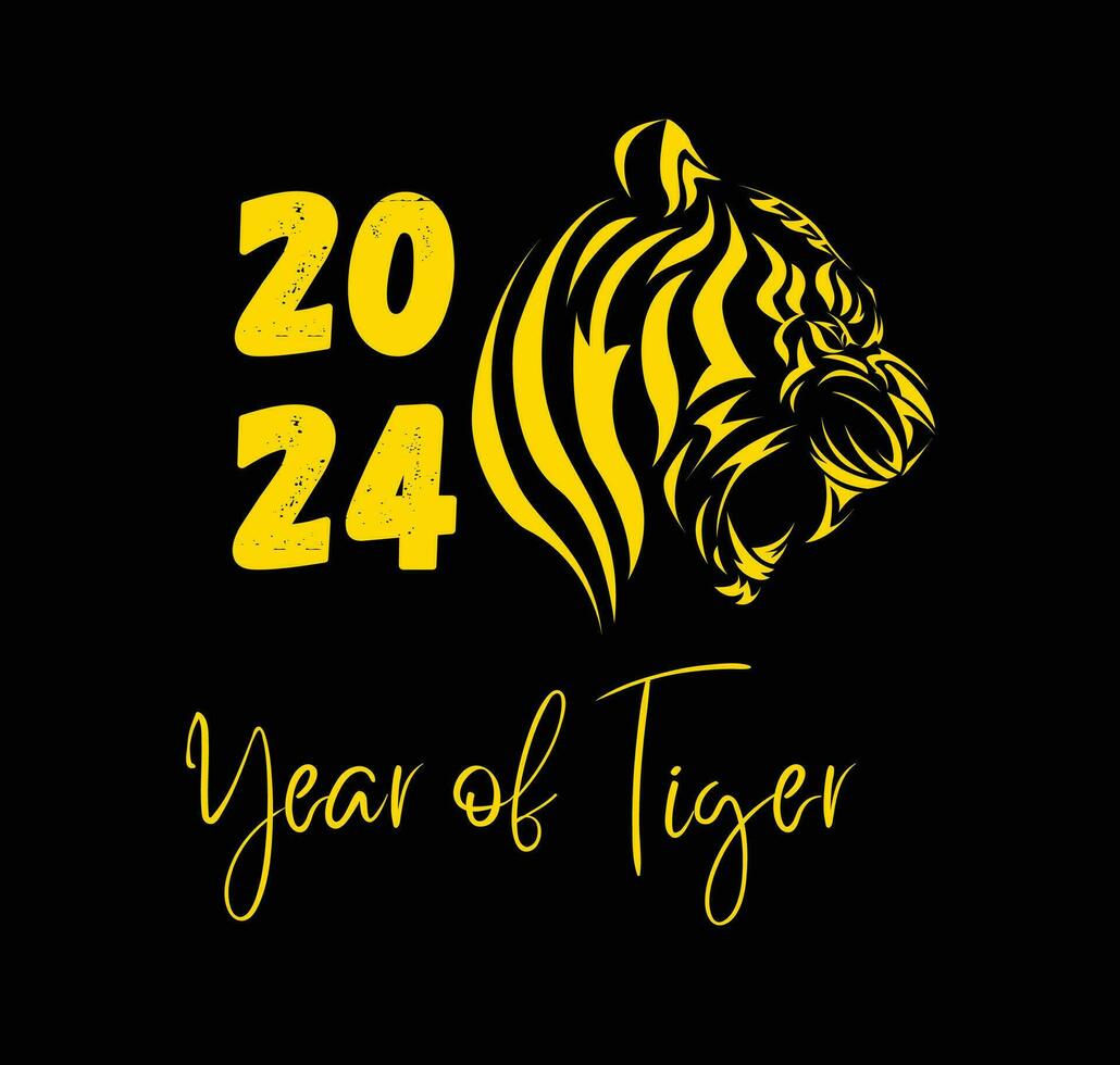 A yellow tiger head with numbers and text vector