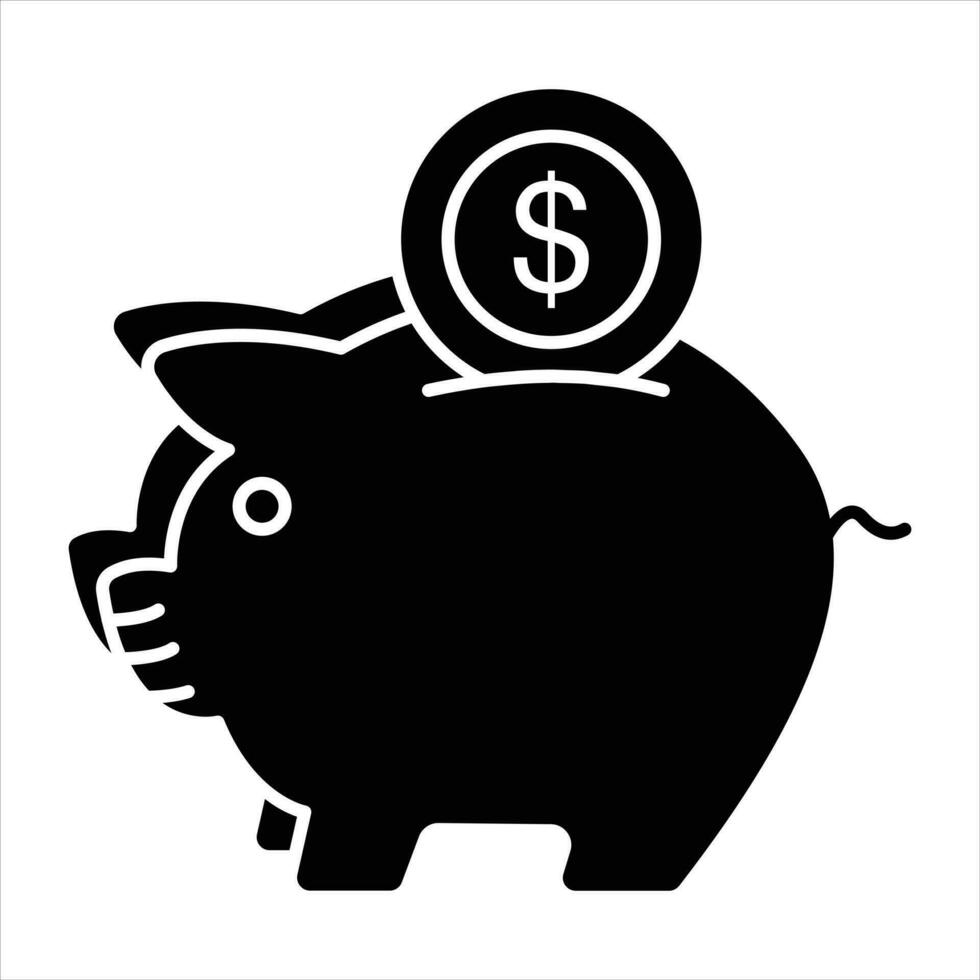 Piggy Bank glyph icon design style vector