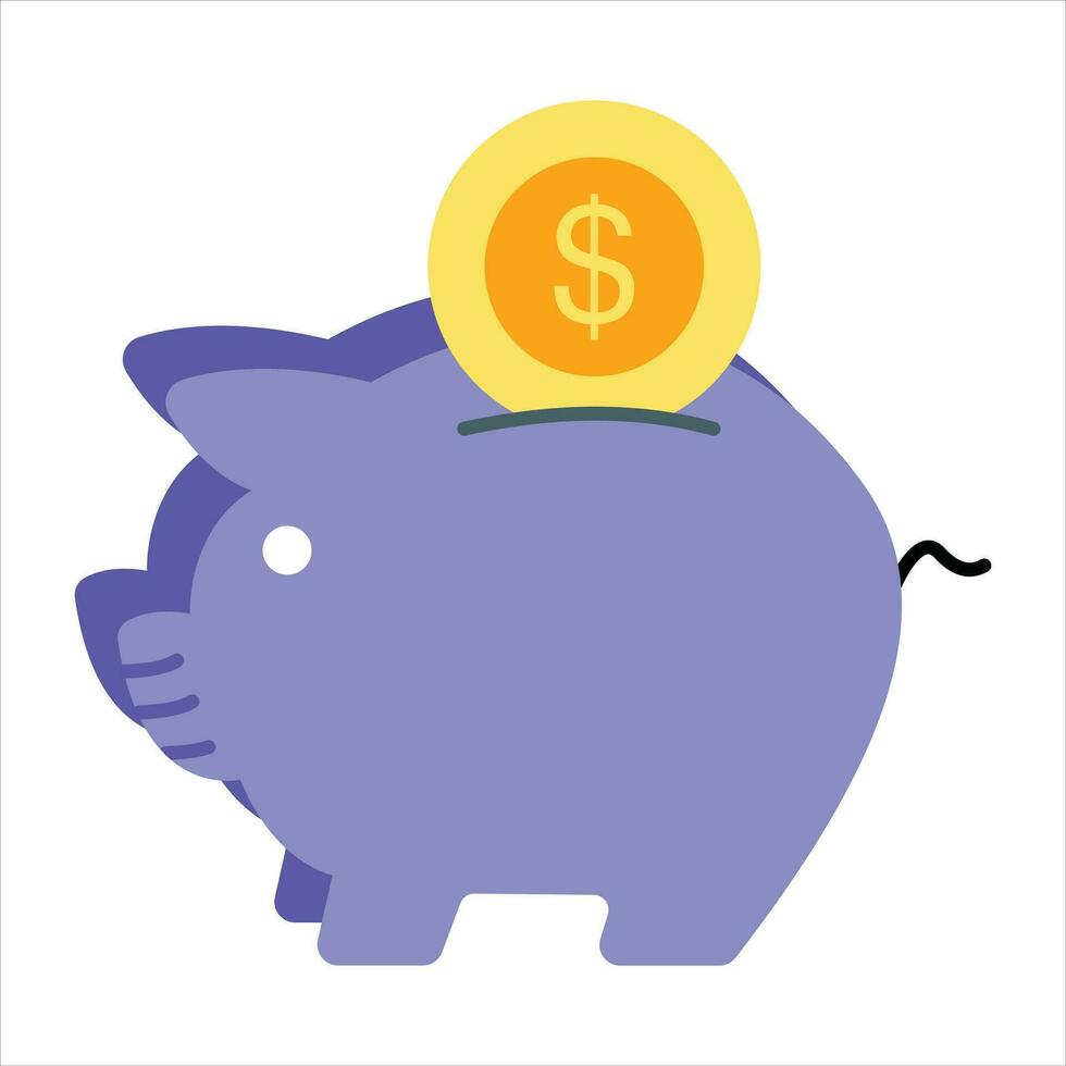 cerdito banco plano icono diseño estilo vector