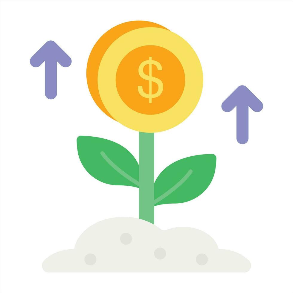 dinero planta plano icono diseño estilo vector