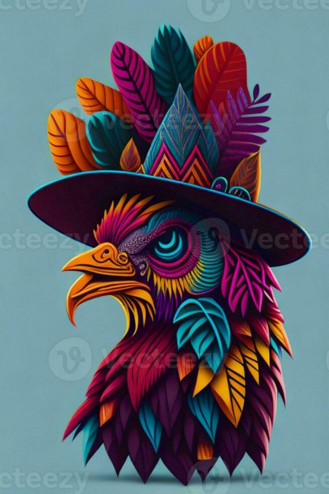 A detailed illustration of a Chicken for a t-shirt design, wallpaper and fashion photo