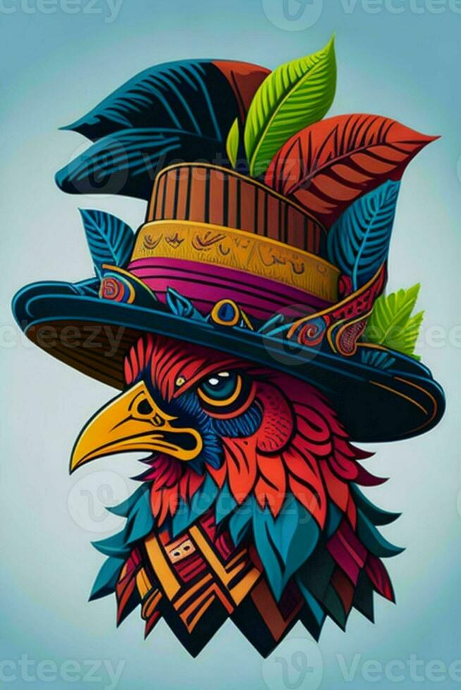 A detailed illustration of a Chicken for a t-shirt design, wallpaper and fashion photo