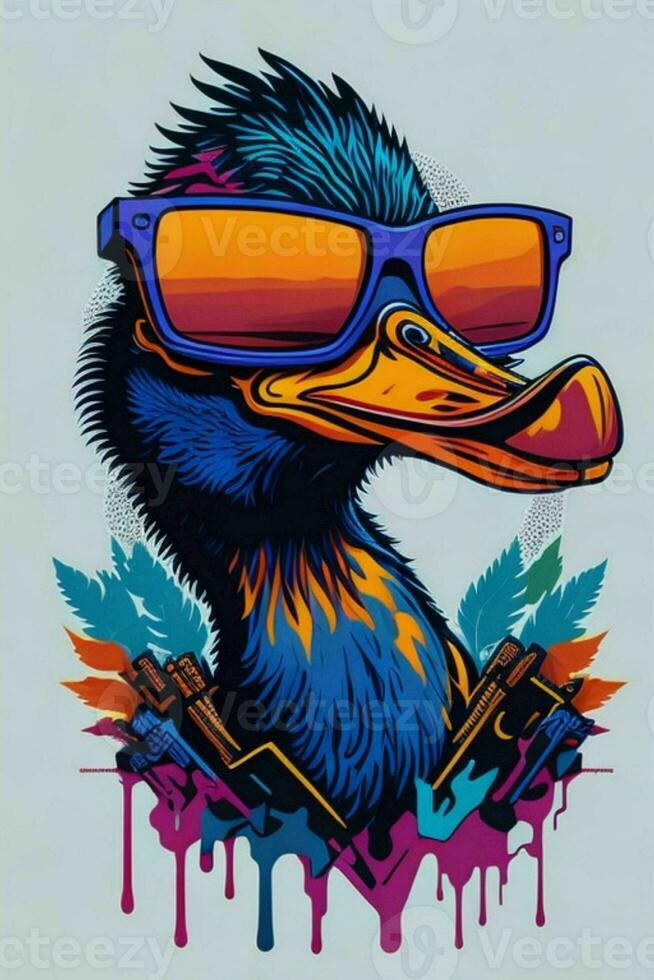 A detailed illustration of a Duck for a t-shirt design, wallpaper and fashion photo