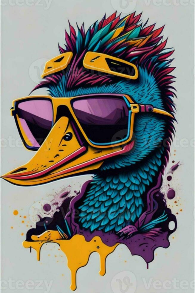 A detailed illustration of a Duck for a t-shirt design, wallpaper and fashion photo