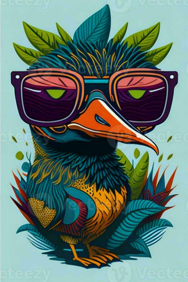A detailed illustration of a Duck for a t-shirt design, wallpaper and fashion photo