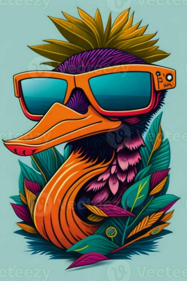 A detailed illustration of a Duck for a t-shirt design, wallpaper and fashion photo