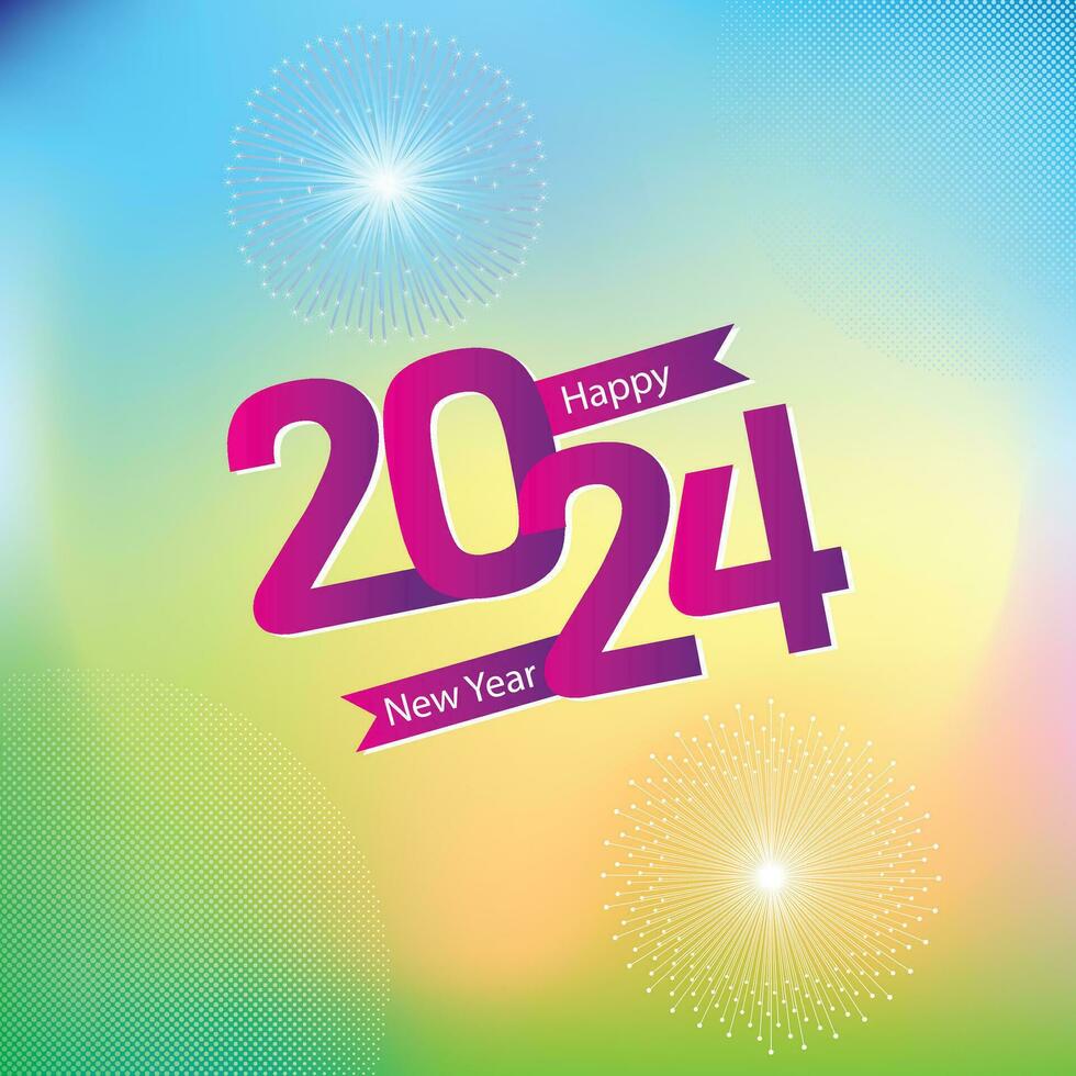 contento nuevo año 2024 - festivo nuevo años antecedentes fiesta saludo tarjeta diseño vector