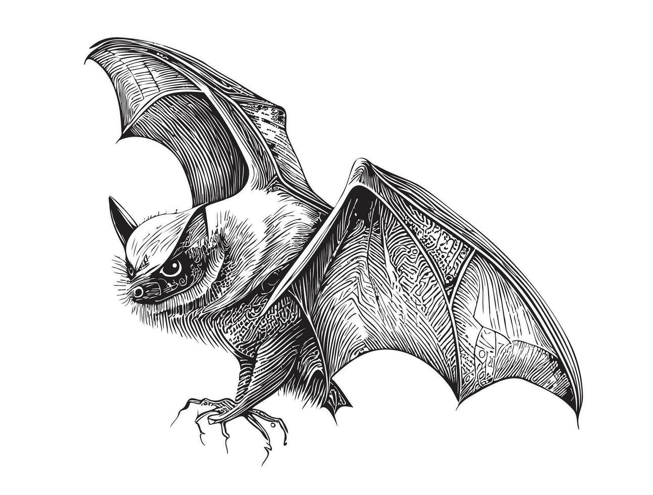 Bat flying sketch hand drawn in doodle style Vector illustration