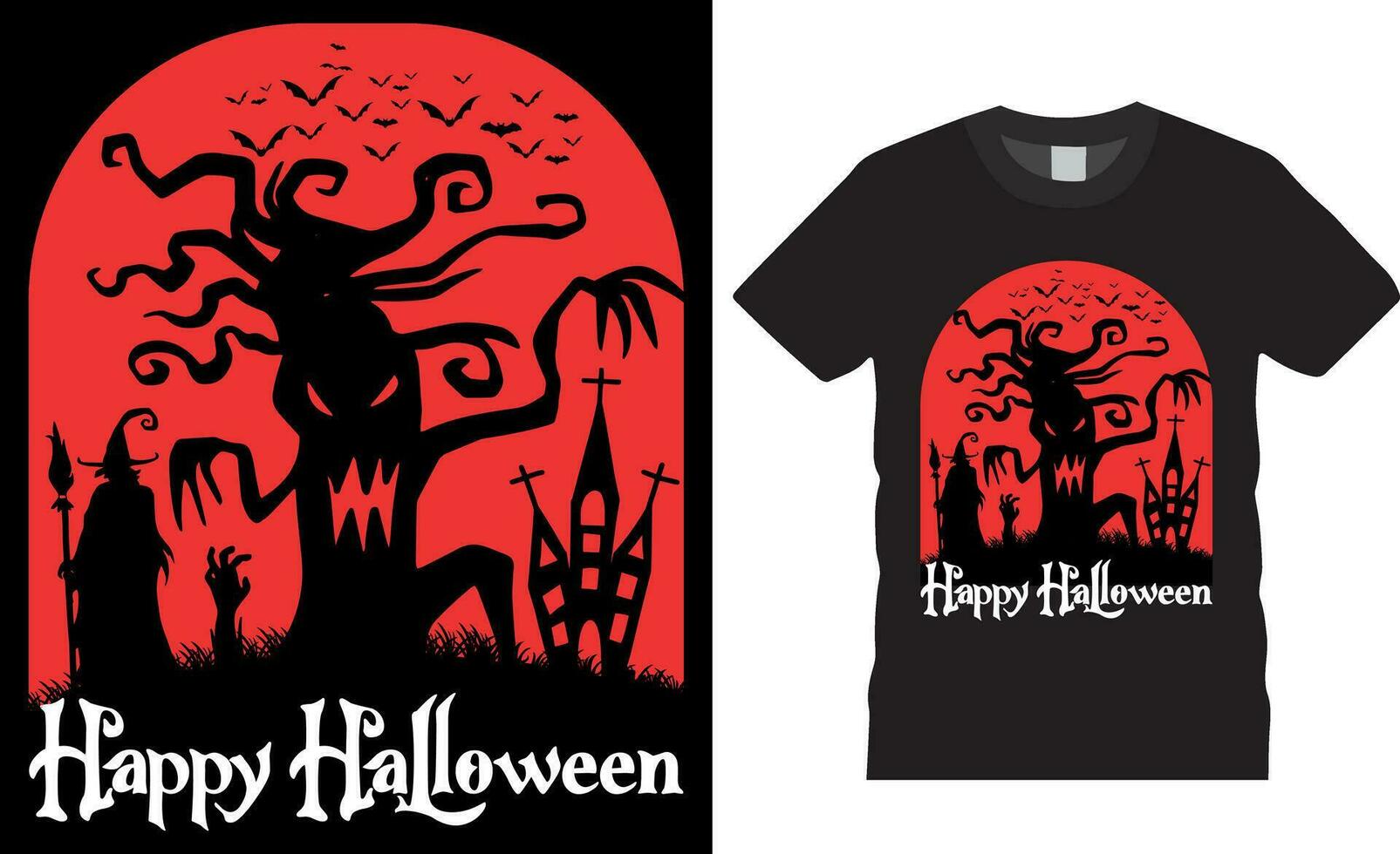 Premium Vector, Happy Halloween T-shirt design vector template. Happy Halloween