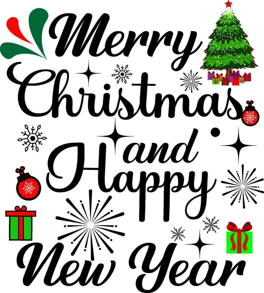 Merry Christmas and happy new year Christmas T shirt Design vector
