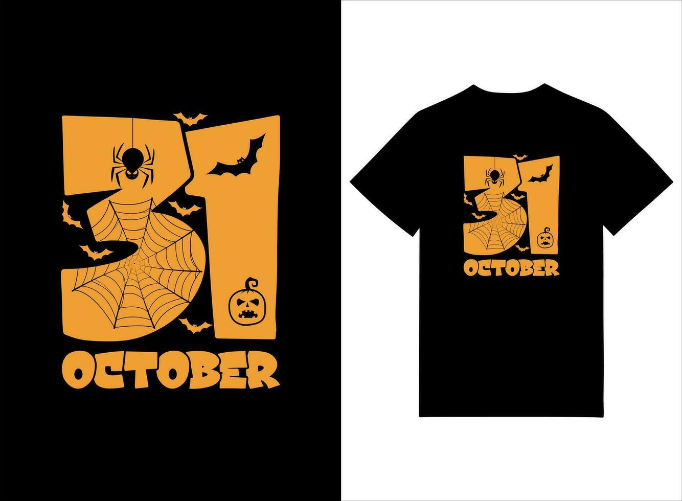 Thirty First October Halloween T-shirt Design Vector