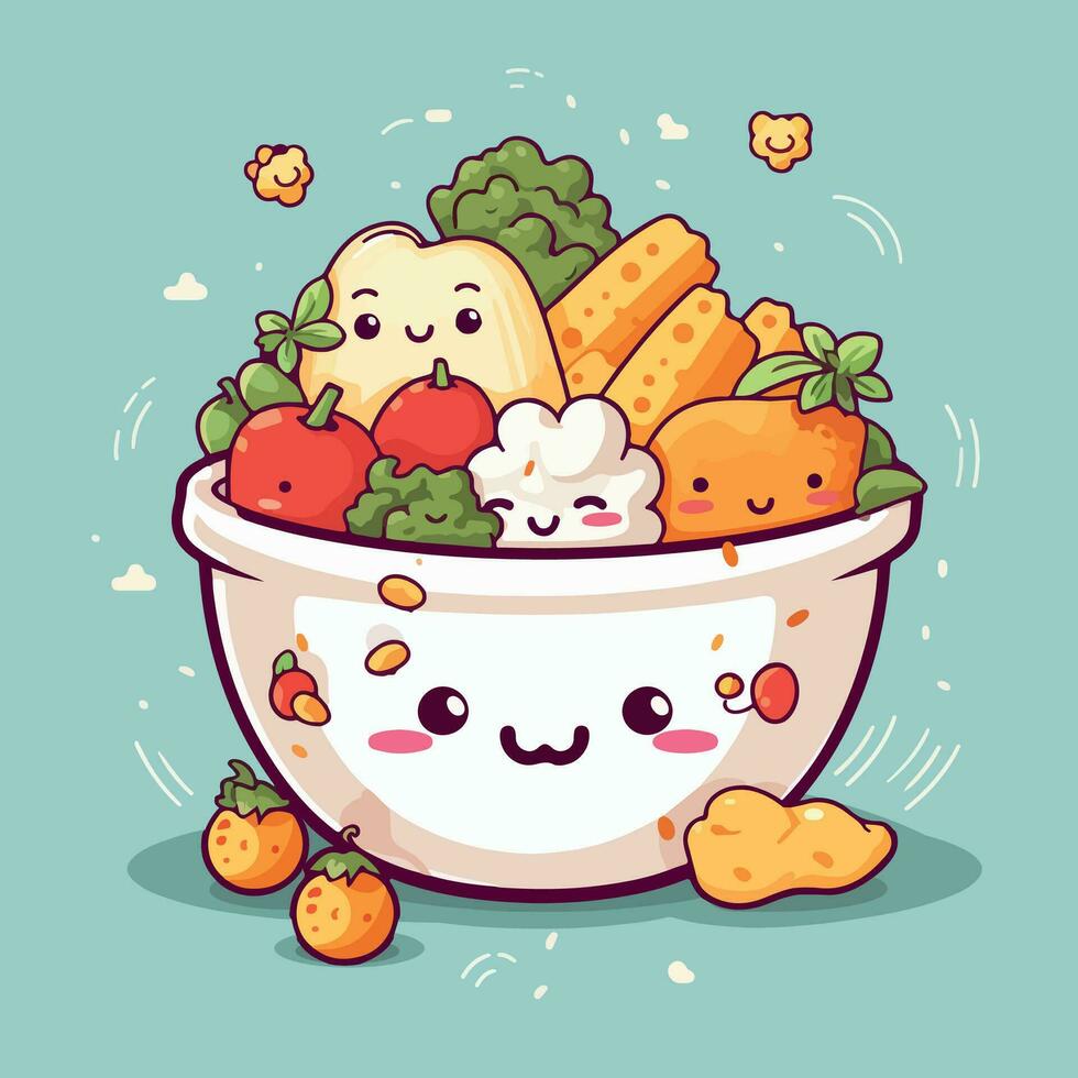 Kawaii food cartoon flat vector illustration with isolated background