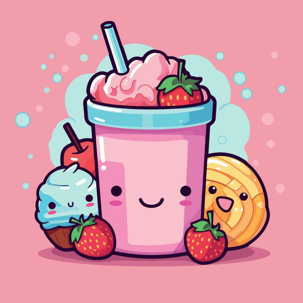 kawaii comida dibujos animados plano vector ilustración con aislado antecedentes