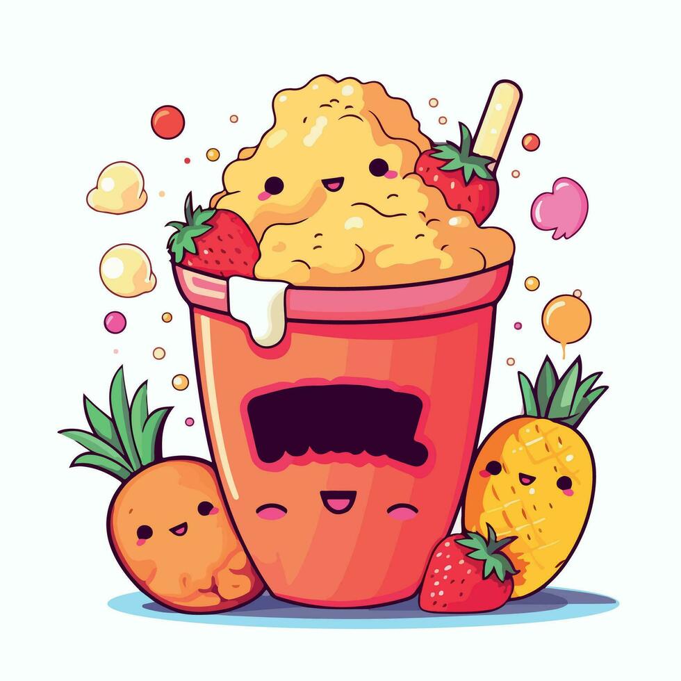 kawaii comida dibujos animados plano vector ilustración con aislado antecedentes