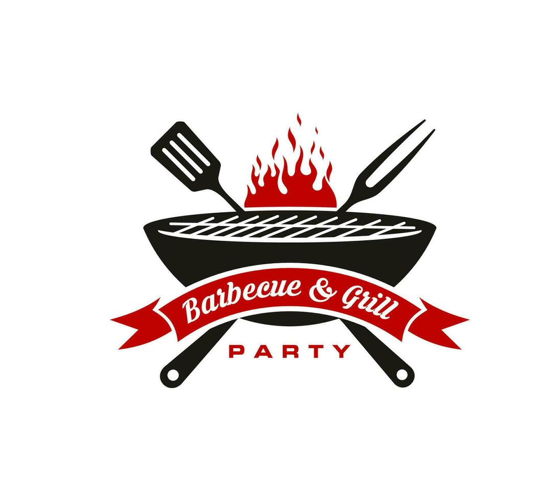 barbacoa parrilla icono, aislado vector emblema para fiesta