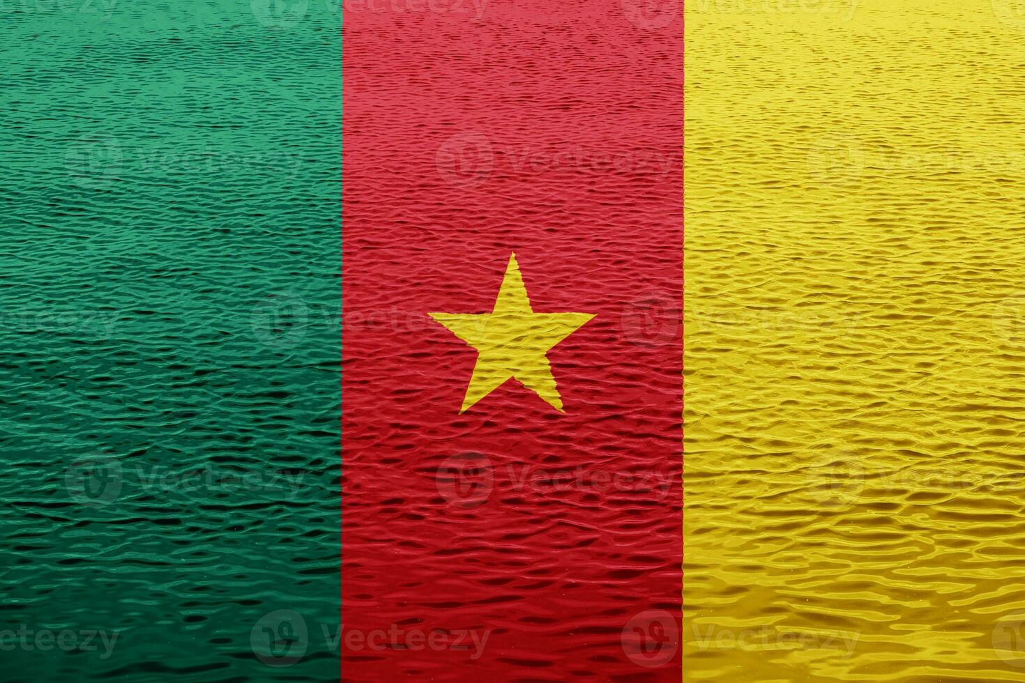 Flag of the Republic of Cameroon on a textured background. Concept collage. photo