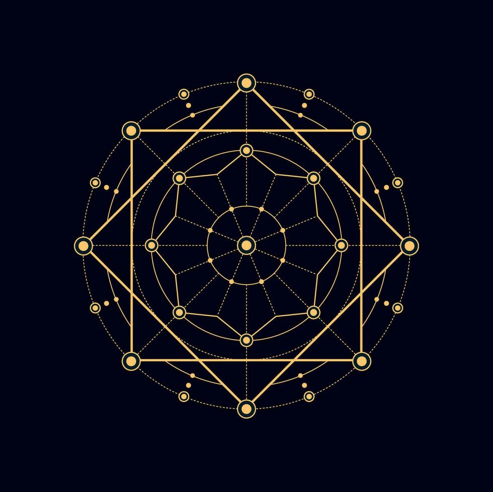 Sacred geometric shape, mystic alchemy magic sign vector