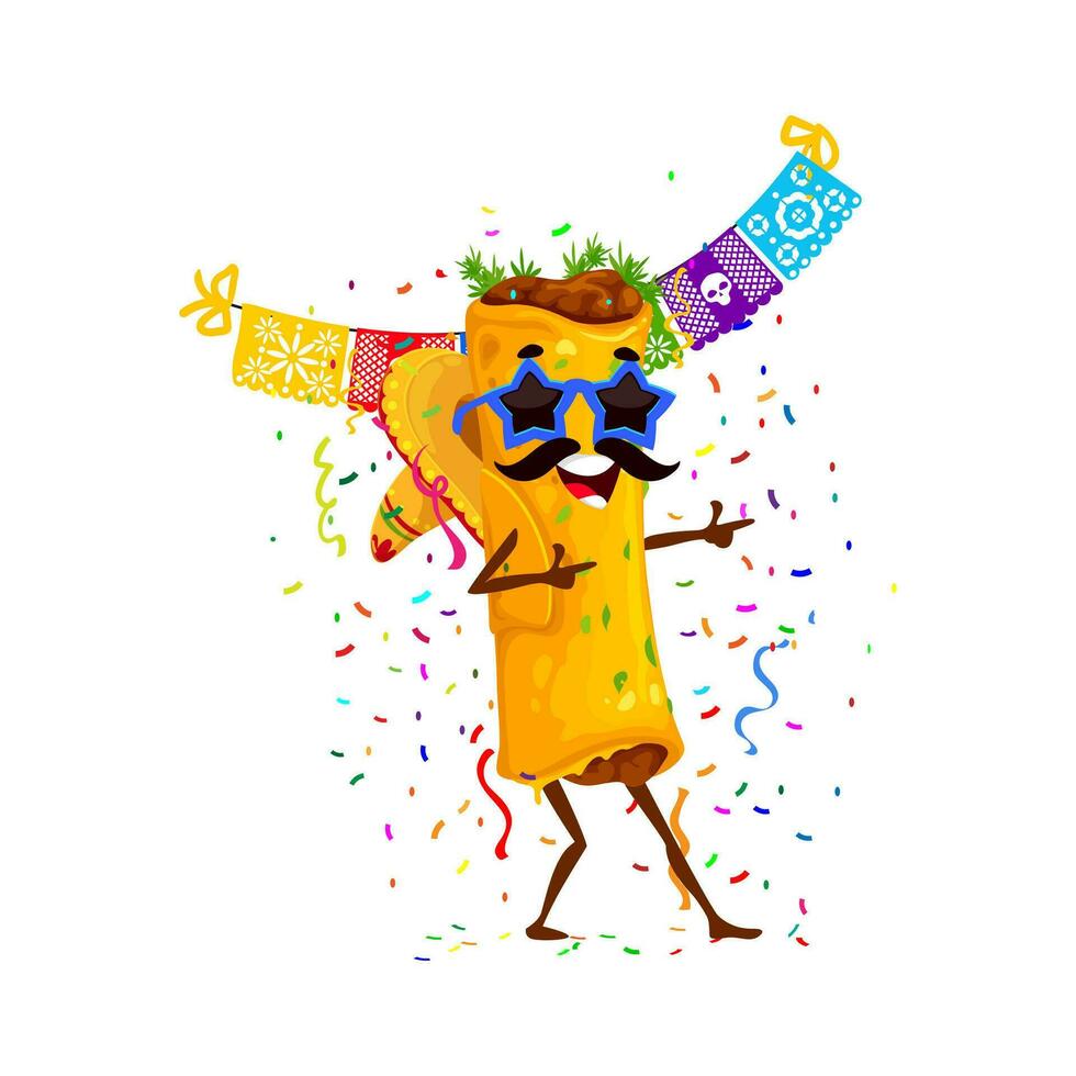 Mexican Tex Mex enchilados character on party vector