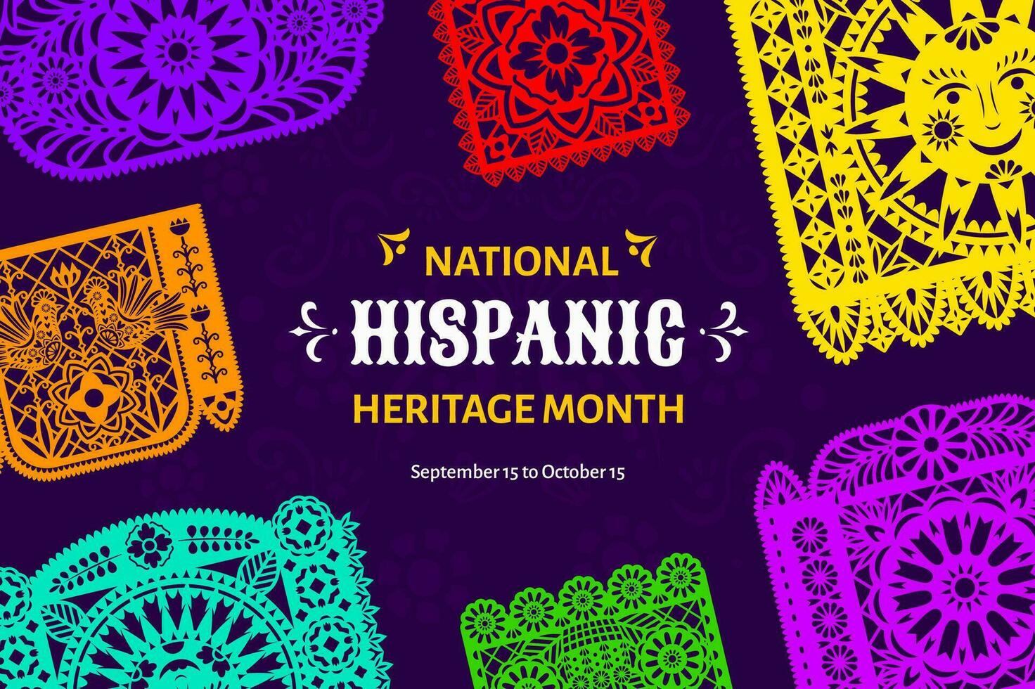 Hispanic heritage banner with papel picado vector