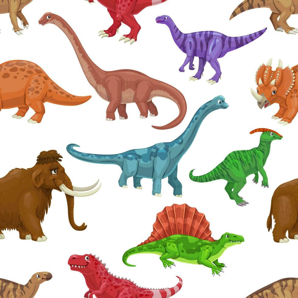 Cartoon dinosaur characters seamless pattern vector