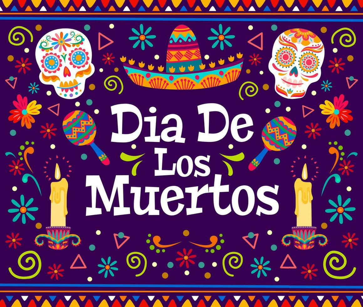 Dia de los muertos banner mexican day of the death vector