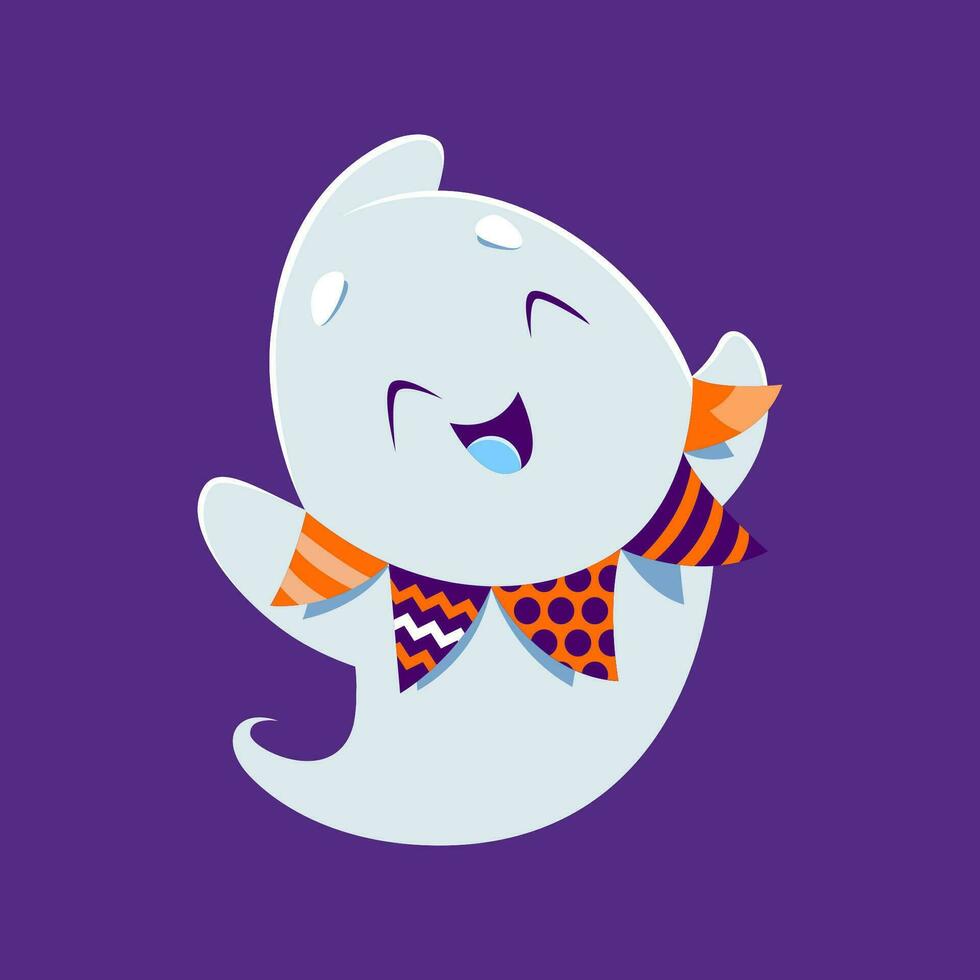 dibujos animados linda kawaii Víspera de Todos los Santos fantasma con guirnalda vector