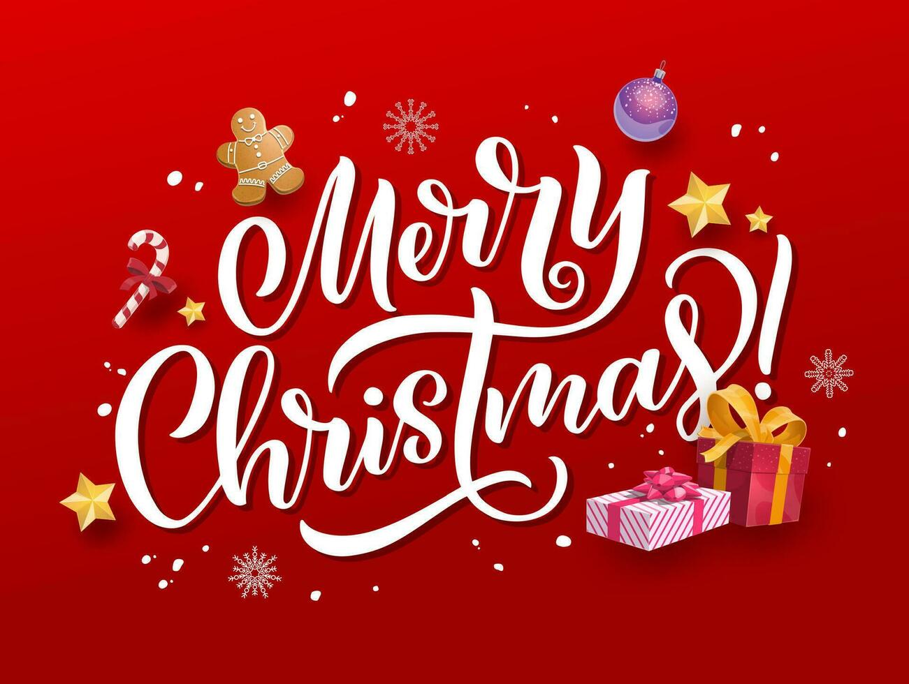 Merry Christmas banner, winter holiday background vector