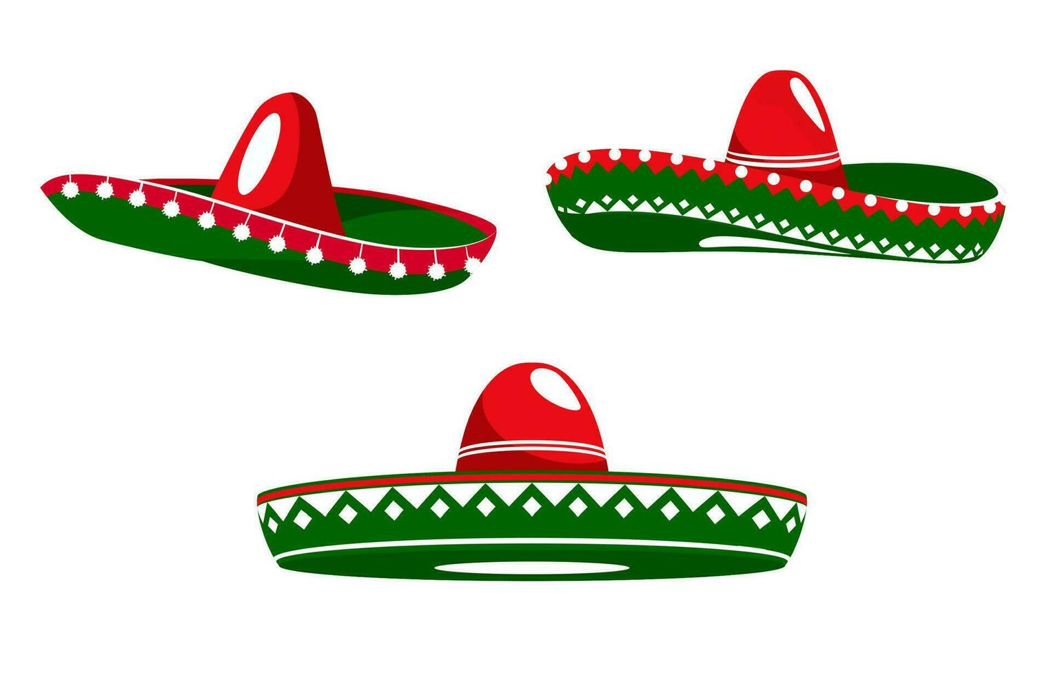 mexicano sombreros con mexico bandera colores ornamento vector