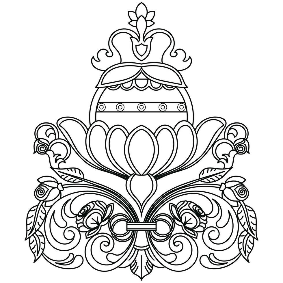 Vintage Baroque design pattern element engraving retro style vector