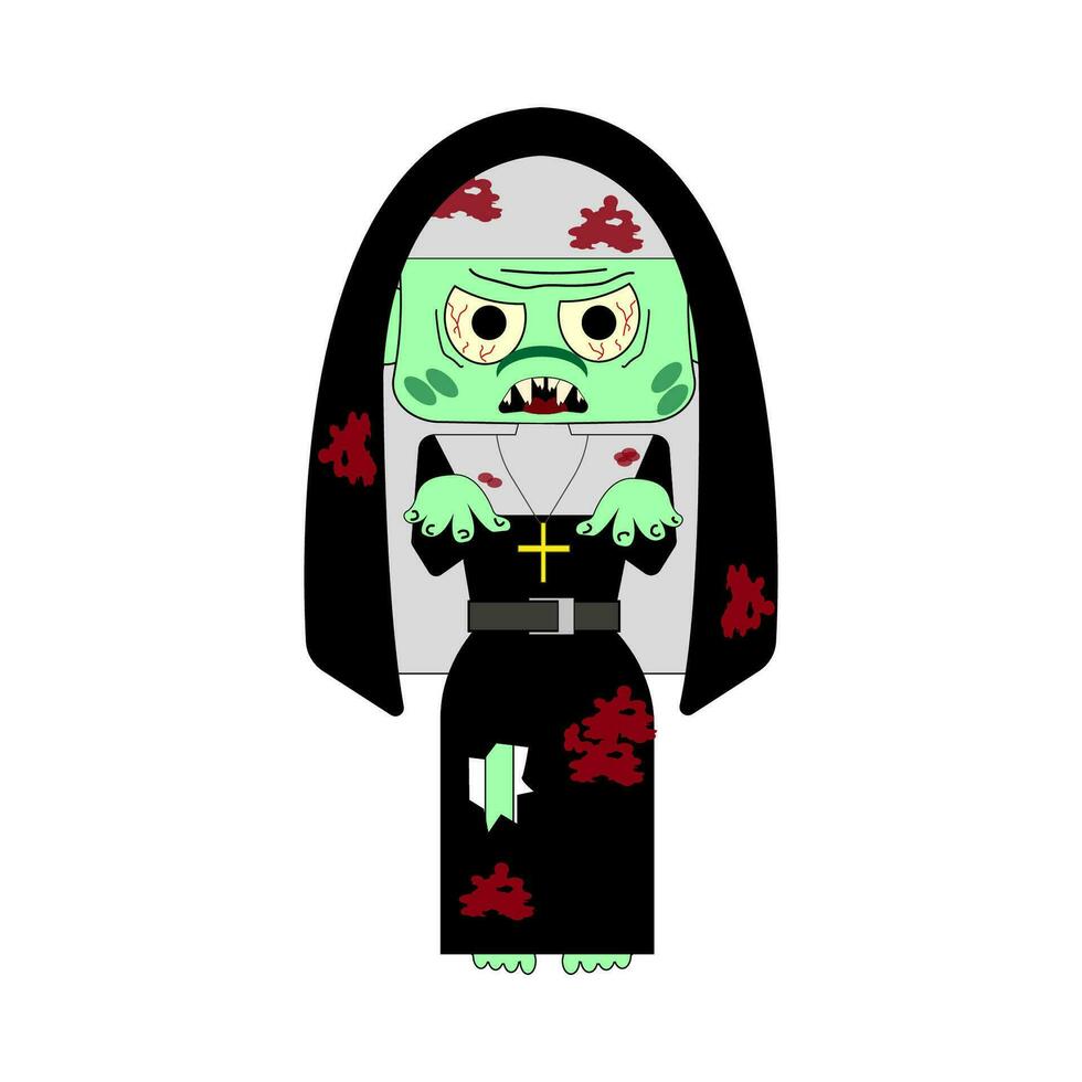 Zombie Nun. Vector illustration. All elements are isolated