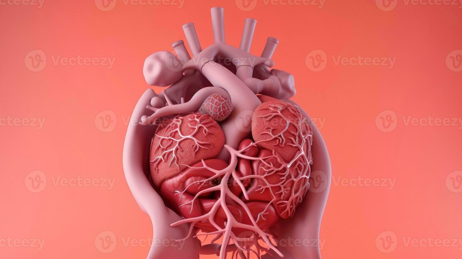 3D illustration mockup of the human organ system, Anatomy, Nervous, circulatory, digestive, excretory, urinary,and bone systems. Medical education concept, Generative AI illustration photo